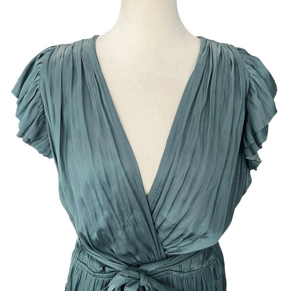 Ulla Johnson Abella Pleated Ruffle Midi Dress Atlantic Blue Size 10 - Picture 7 of 12